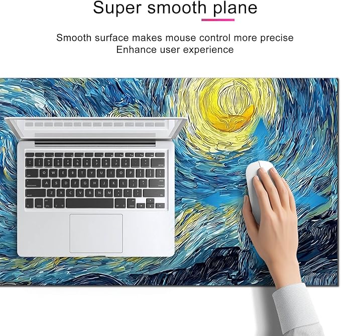 Black Cat XL Mouse Pad 31.5 x 11.8 Inch Gaming Mousepad Diatomite Large Keyboard Mouse Pad for Home and Office Desk Accessories with Night Sky Swirl Cat Silhouette Artwork