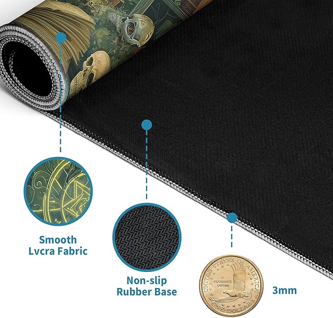 Dark Dragon Mouse Pad Desk Mat XL Extended Large Gaming Desk Pad Mousepad, Mysterious Library Computer Laptop Keyboard and Mouse Mat, Desktop Protector Mat for Office and Home 31.5x11.8 in