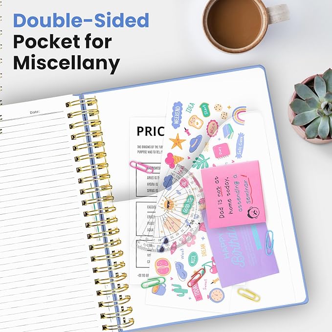 Hardcover Spiral Journal Notebooks for Work With Removable Dividers & Tabs, 8.5"x11" 5 Subject Notebook for Note Taking & Organizer, A4 College Ruled Lined Journal for Women & Writing, Lavender, 280 Pages