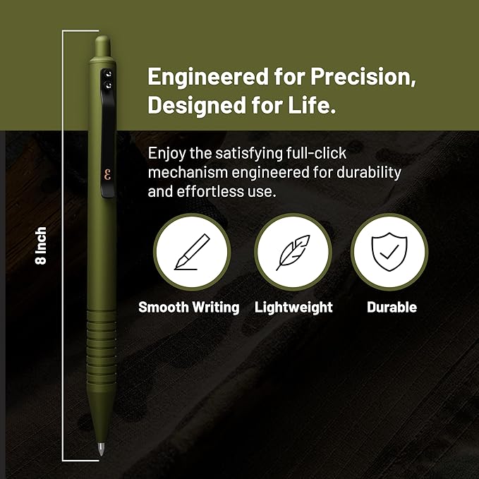 Everyman OD Green Grafton Super Matte Full Click Refillable Gel Pen | Durable EDC Writing Tool with Deep Grip | Smooth 0.7mm Ink Flow for Daily Use, Notes, Journaling, and Office Essentials