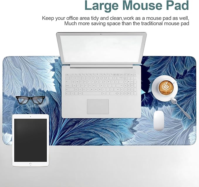 Leaves Extended Gaming Mouse Pad 35.4x15.7Inch Large Desk Mat Anti-Slip Rubber Base & Durable Stitched Edges for Gamers Smooth Mouse Writing Surface for Desk Office/Home