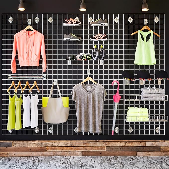 Grid Wall Commercial Grade Gridwall Panels – Heavy Duty Grid Panel for Any Retail Display Wall Grid 2' Width x 6' Height, Black (Pack of 4)