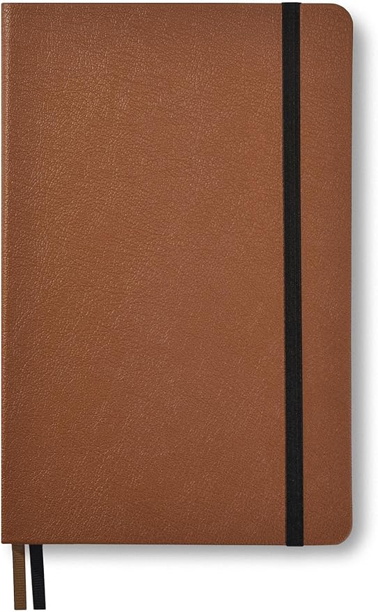 Minimalism Art, Premium Hard Cover Notebook Journal, Classic 5" x 8.3", 122 Numbered Pages, Gusseted Pocket, Ribbon Bookmark, Extra Thick Ink-Proof Paper 120gsm, San Francisco (Ruled, Brown)