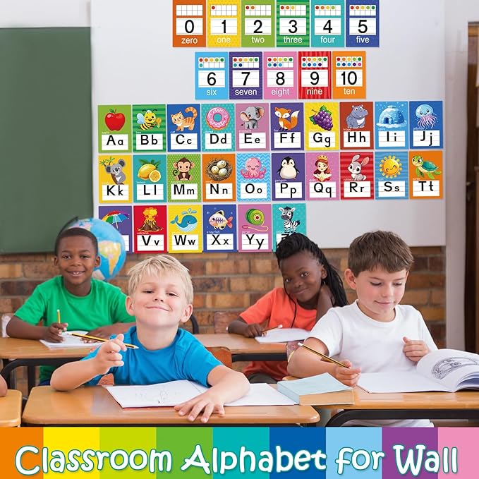 Alphabet Letters for Wall - ABC Alphabet Poster Classroom Wall Alphabet Alphabet Wall Chart Kindergarten Elementary Classroom Wall Decor Daycare Homeschool Supplies (Multi-Colored)
