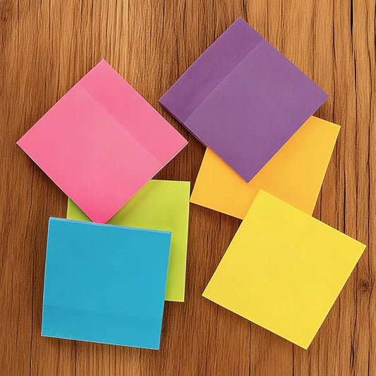 6 Colorful Super Sticky Notes - CARGEN Memo Stickers, 3x3in Large Colored Self-Sticky Note Pads for Office, Meeting, Home and School Study Supplies, 50 Sheets/Pad, 6 Pads, 6 Colors