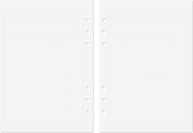 Discagenda Planner Insert Refills 6-Hole Ringbound 60 Sheets 120gsm 80lb 5.8x8.3in (Finance, A5)