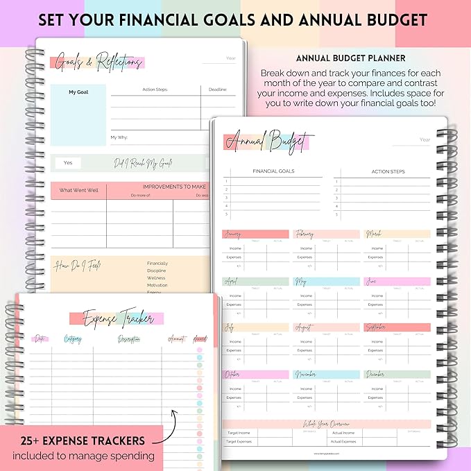 Paycheck Budget Planner - Undated Financial Organizer for Weekly, Bi-Weekly, and Monthly Budgeting and Expense Tracking | A5 Rainbow