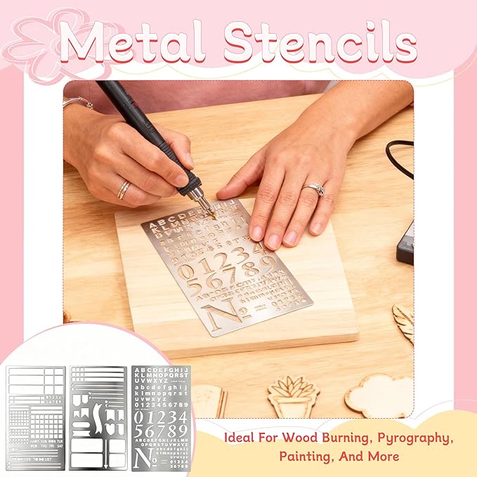 3 Pack Metal Planner Stencils Set, Reusable Stainless Steel Journal Templates Rulers for Bullet Journaling, Habit Tracker, Scrapbooking, DIY Drawing & A5 Notebook Planning