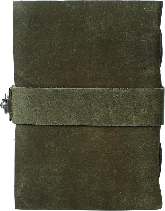 Vintage Leather Journal Handmade Buffalo Deckle Edge Paper – Leather Bound Journal for Women Men Vintage C-Lock Closure Ideal for Writing & Travel for Artists
