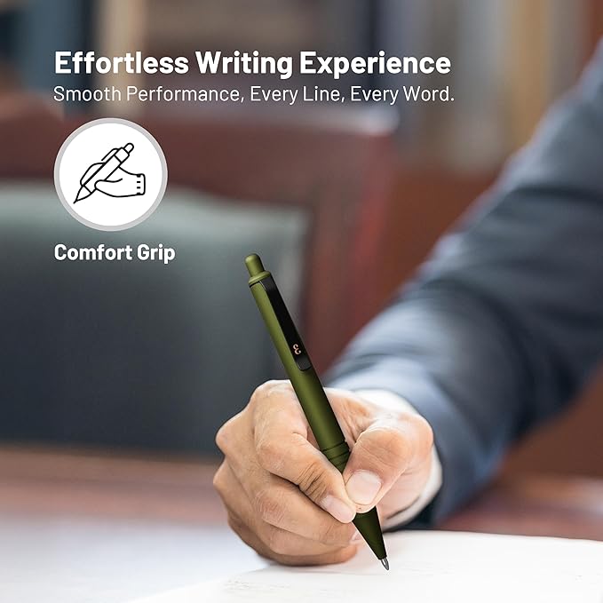 Everyman OD Green Super Matte Mini Click Pen | Compact Refillable 0.7mm Gel Pen with Premium Grip | Pocket-Size Metal EDC Pen for Travel, Office, Journaling & Everyday Writing