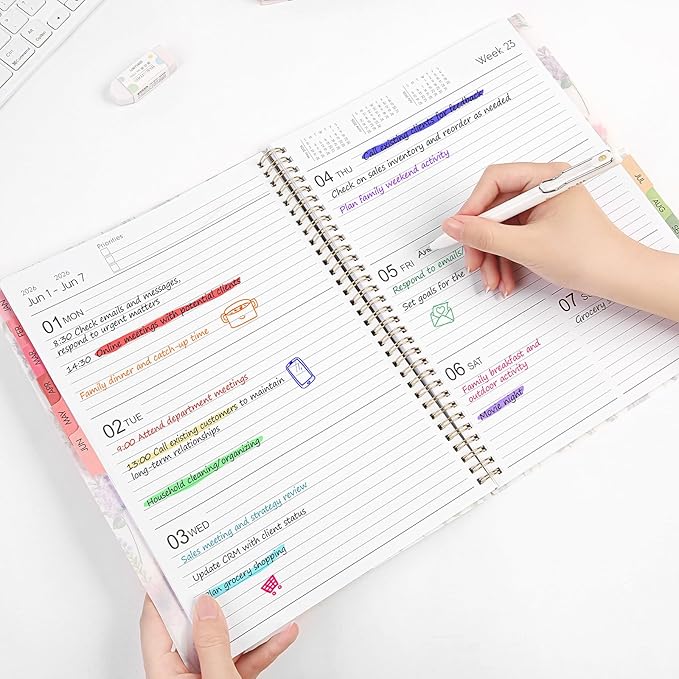 2026 Planner, 8.5" x 11" Weekly and Monthly Planner, January 2026 - December 2026, Agenda Planner with Monthly Tabs, Goal Setting & Time Management Organizer for Women & Men