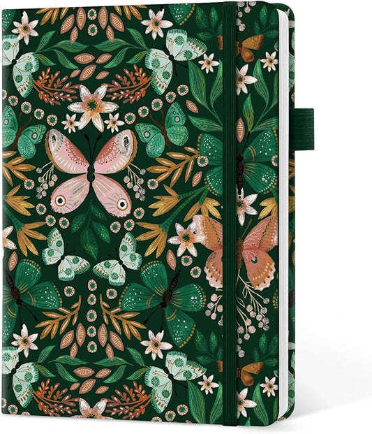 Taja Graph Journal Notebook for Women & Men, Hardcover Leather Journal for Writing, A5 Graph Paper Notebook for Planning & Tracking, Perfect for Office School Home Supplies, Butterfly