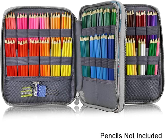YOUSHARES 192 Slots Colored Pencil Case, Large Capacity Pencil Holder Pen Organizer Bag with Zipper for Prismacolor Watercolor Coloring Pencils, Gel Pens for Student & Artist (Big-Faced Cat)