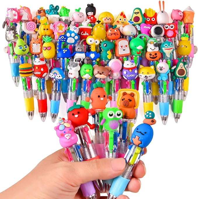 100Pcs Mini Multicolor Pens in One 4-in-1, Cute Pens Bulk for Party Favors and Birthdays, Delightful Ballpoint Pen Gifts Classroom Student Prizes (100pcs)