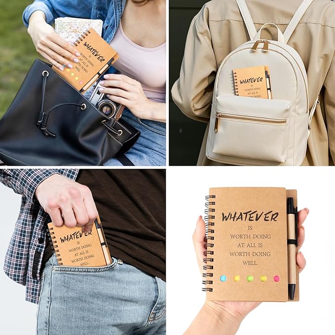 ERUW 40 Pcs Employee Appreciation Gifts Bulk - 20 Sets Inspirational Spiral Notebook Office/Students Team Journal Thank You Gifts Lined Pocket Notepad,Note Books for Nurse Teacher Coworker Volunteer