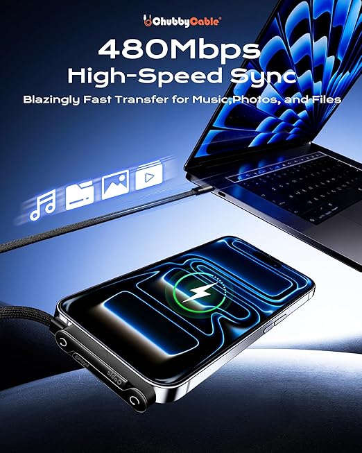 chubbycable StandLite 240W Braided Fast Charge Cable with Built-in Phone Stand T-Shaped Foldable Durable USB-C Cord 90 Degree USB C Cable Right Angle Multi-Functional Charger Cord, Black, 4.9FT
