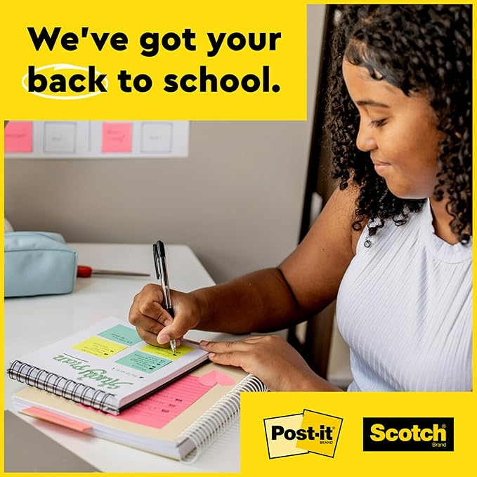 Post-it Super Sticky Notes, 3 in x 3 in, 5 Pads, 2X The Sticking Power, Black, Recyclable (654-5SSSC)