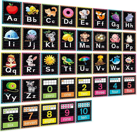 Alphabet Letters for Wall - ABC Alphabet Poster Classroom Wall Alphabet Alphabet Wall Chart Kindergarten Elementary Classroom Wall Decor Daycare Homeschool Supplies (Black)