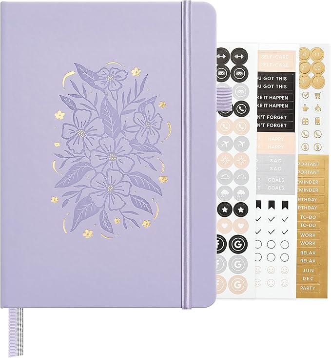 &And Per Se Dotted Journal Notebook for Women&Men with Pattern, A5 Leather Hardcover, 160 Pages 100GSM Thick Dotted Paper, Valentine's Day Gift Journal for Her (Lavender)