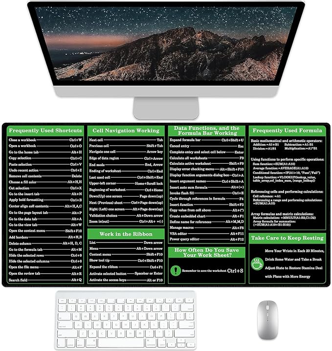 Desk Pad Protector, Mouse Pad, Office Desk Mat, Non-Slip PU Leather Desk Blotter, Laptop Desk Pad, Waterproof Desk Writing Pad for Office and Home (Excel)