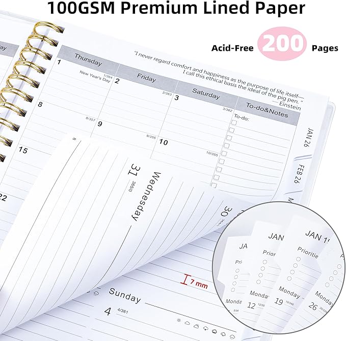 Ospelelf 2026 2027 Planner Weekly and Monthly Calendar Spiral Bound, A4 Office Supplies For Women & Men, 18 Months PVC Cover Life Planners with Stickers Polka Dots