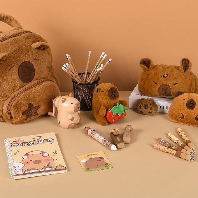 28Pcs Cute Capybara Gifts with Capybara Animals and Stationery set for Birthdays Gifts Back to School Classroom Rewards for Womens or Others.