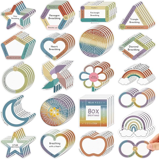 Crtiin 100 Pcs Sensory Strips Anxiety Calm Mindfulness Stickers Fidget Stress Breathing Sensory Sticker Different Textures Rough Tactile Tape for Mental Health Adult Desk Anxiety Relief (Mental)