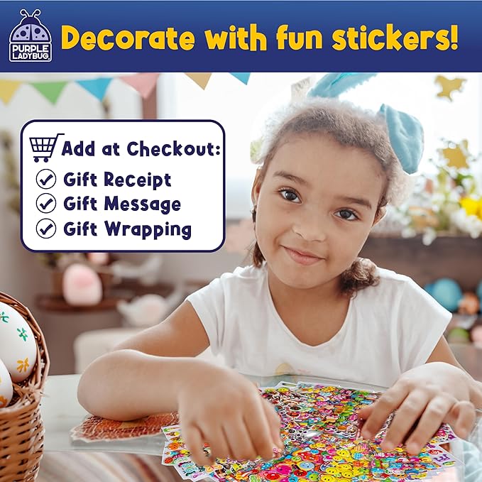 Purple Ladybug 3D Puffy Stickers for Kids - 40 Sheets, 950+ Foam Stickers for Toddler Girls & Boys, Classroom & Teachers Must Haves, Boredom Buster - Back to School Gift for Kindergarten Girls & Boys