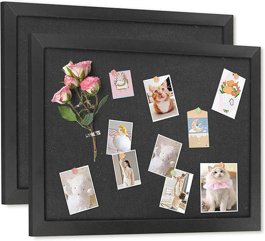 AKTOP Black Cork Board Bulletin Board with Linen 18" X 24", Large Framed Corkboard for Wall, Hanging Pin Board Picture Board for Home Office Decor, Cute Vision Board with Pushpins, 2 Pack