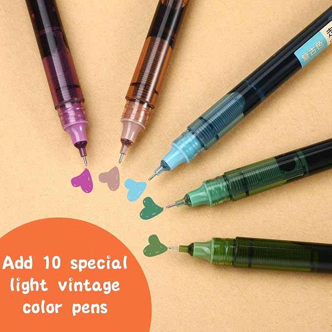 Frienda 12 Pieces Rolling Ball Pens 0.5 mm Japanese Quick Drying Fine Point Pens Liquid Ink Smooth Writing for Office Student Back to School Supplies