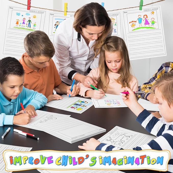 400 Sheets Kindergarten Writing Paper Writing Paper for Kids Story, Back to School Supplies Bulk Primary Notebook with Picture Space and Lines 8.5 x 11 Inches Handwriting Papers for Creating