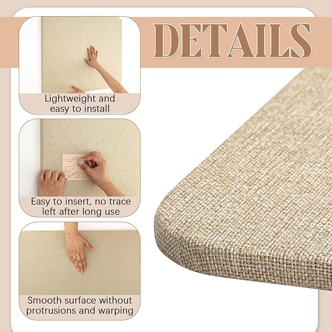 36"x 24" Linen Fabric Bulletin Board Pinboard for Walls Display Frameless Pinboard Display Notice Memory Board for Office Walls Home Kitchen Easy to Install(Brown)