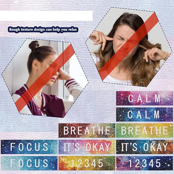 Crtiin 80 Pcs Anxiety Sensory Stickers with Inspirational Quotes Calm Textured Relief Mental Health Stickers Office Adhesive Sensory Tape Anti Stress for Adults(Dreamy)