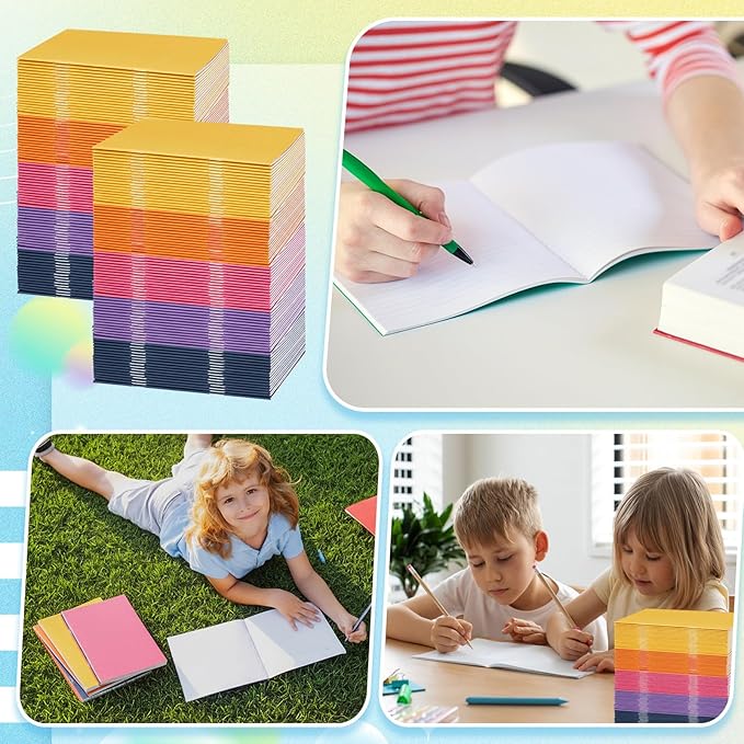 Kosiz 100 Pcs Colorful Blank Books Bulk Blank Books for Kids to Write Stories Mini Notebooks Hardcover Sketchbooks Journal for Drawing Writing (Classic Color)