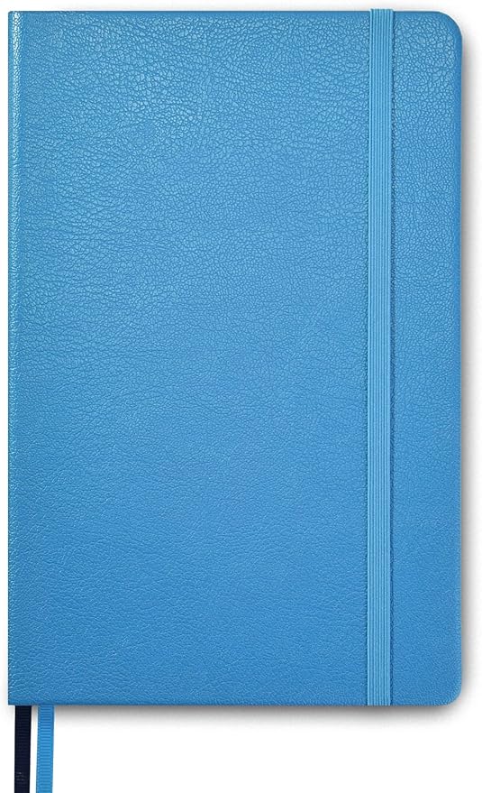 Minimalism Art, Premium Hard Cover Notebook Journal, Classic 5" x 8.3", 122 Numbered Pages, Gusseted Pocket, Ribbon Bookmark, Extra Thick Ink-Proof Paper 120gsm, San Francisco (Plain, Blue)