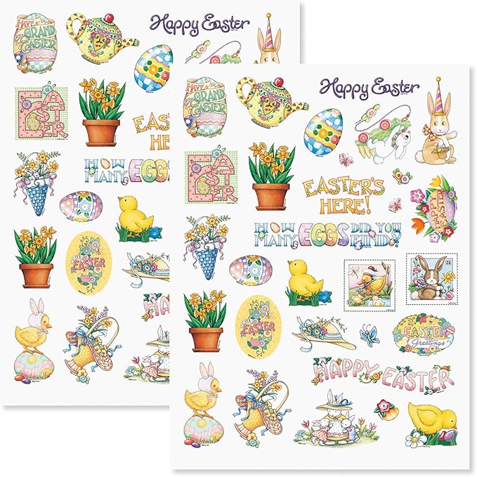 Current Mary Engelbreit Easter Sticker Variety Pack - 2 Sheets, 60 Assorted Stickers for Kids, Teachers, School, Scrapbooking, Journals, Monthly Planners, Calendars, Holiday Crafts & Greeting Cards