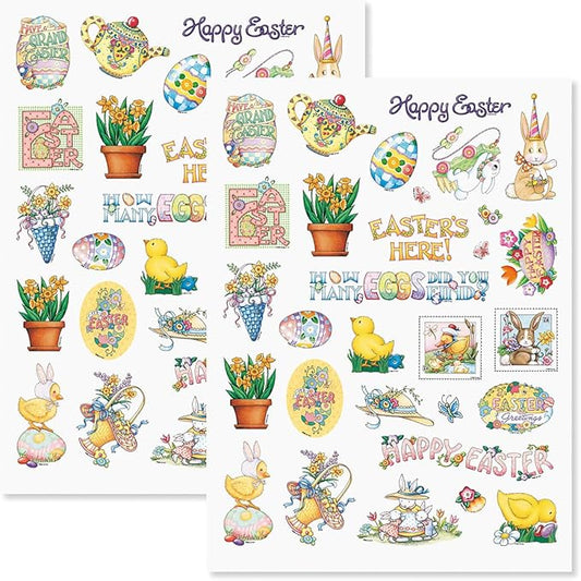 Current Mary Engelbreit Easter Sticker Variety Pack - 2 Sheets, 60 Assorted Stickers for Kids, Teachers, School, Scrapbooking, Journals, Monthly Planners, Calendars, Holiday Crafts & Greeting Cards