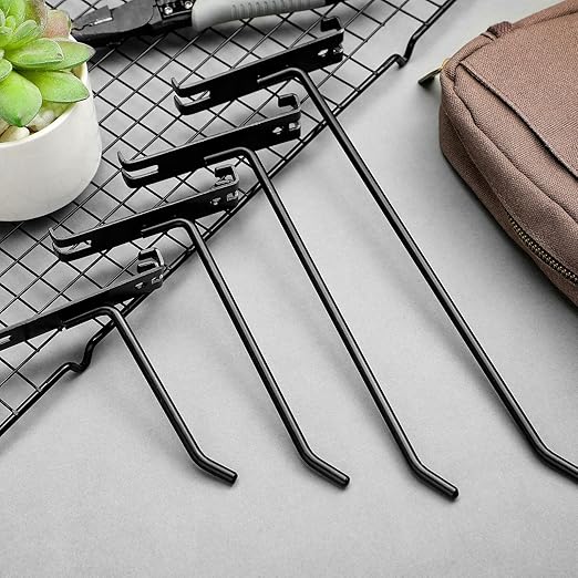 Amyhill 40 Pcs Metal Gridwall Hooks 4/6/8/10 Inch Display Hooks for Grid Wall Panel Black Grid Panel Hanging Hook for Retail Home, Workspace Organization, Garage, Trade Show, Storage Solutions