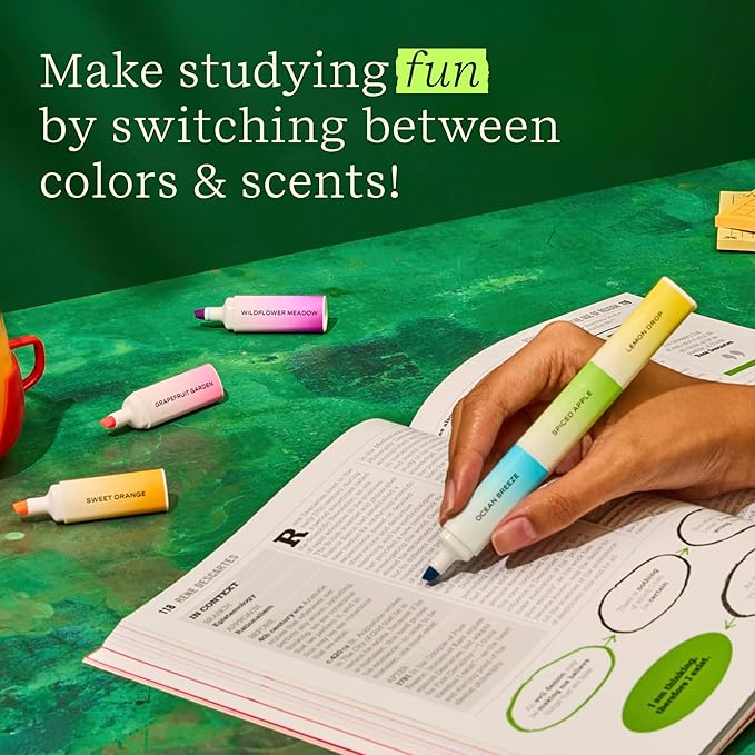Lifelines Scented Stacking Highlighters, 2-Pack - Assorted Colors Highlighters Infused with Essential Oil Blends - Stackable, Mix & Match Colored Highlighter Pens - School & Office Supplies