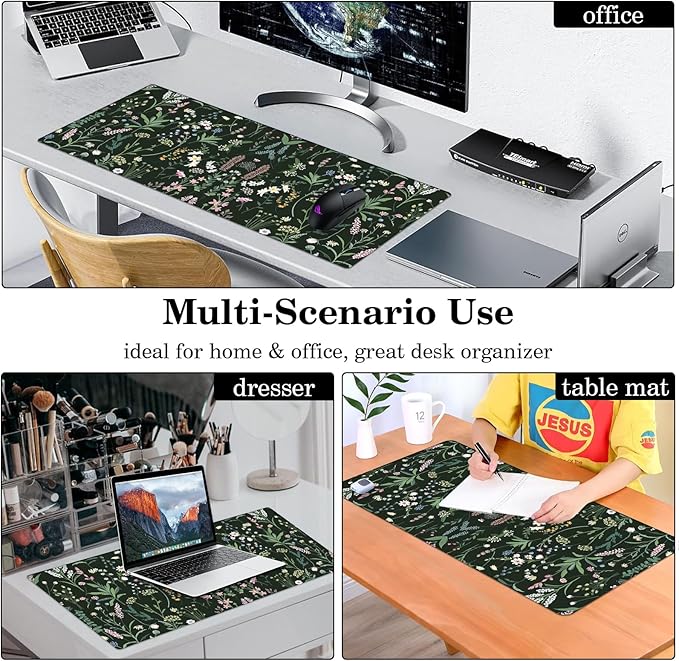 Desk Pad Protector, Mouse Pad, Office Desk Mat, Non-Slip PU Leather Desk Blotter, Laptop Desk Pad, Waterproof Desk Writing Pad for Office and Home (A04-GFAP)