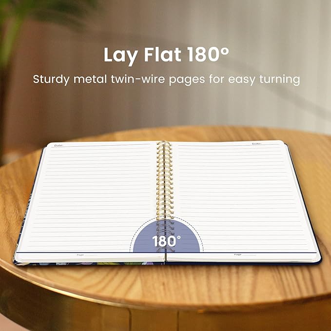 Taja Lined Spiral Notebook Journal for Women A5(5.8" × 8.3"), Cute Hardcover Notebook for Work, School & Note Taking, Pretty College Ruled Journal for Writing, 140 Pages， Flourish Foliage