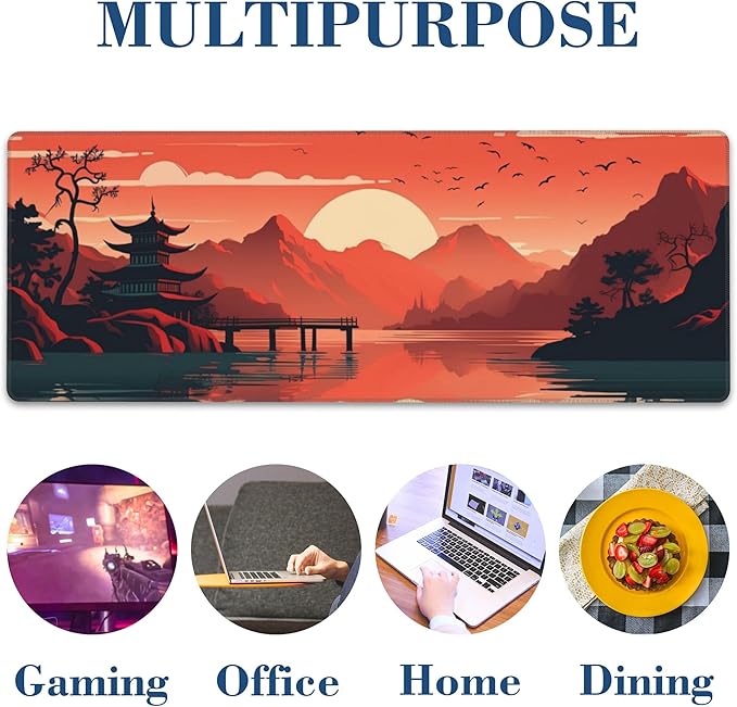 Large Gaming Mouse Pad for Desk Pavilion at Sunset Big Desk Mat Mountain Lake Extended Mousepad with Stitched Edge and Non-Slip Base Computer Keyboard Mouse Mat for Home Office Work, 11.8 x 31.5 Inch
