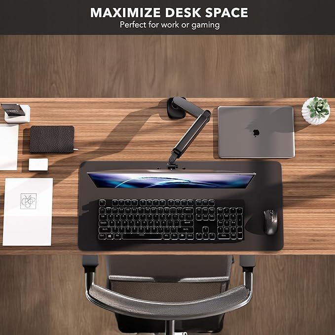 Mount-It! Monitor Arm – Single Monitor Desk Mount, Articulating Gas Spring Arm, Fully Adjustable 13"-32" Screens, VESA 75x75 100x100, Clamp & Grommet Base, Holds 17.6 lbs