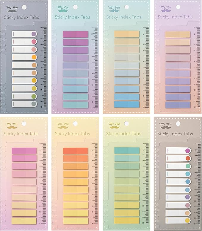 Mr. Pen- Sticky Tabs, 1600 Pcs, Colorful Book Tabs, Transparent Sticky Tabs for Books, Sticky Note Tabs, Page Markers Tabs, Book Markers, Page Tabs, Book Tabs for Annotating Books, Book Sticky Tabs