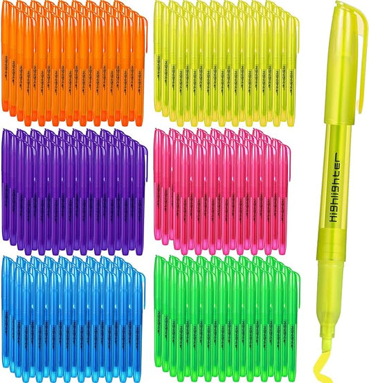 Thenshop 300 Pcs Highlighter Assorted Colors Bulk Colorful Highlighter Markers Bulk Pack Chisel Tip Fluorescent Pens for Office Supplies