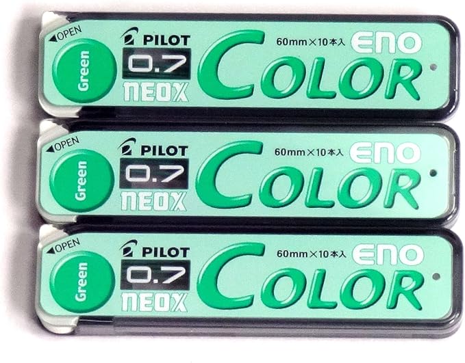 Pilot Color Mechanical Pencil Lead Eno, 0.7mm, Green, 10 Lead ×3 Pack/total 30 Leads (Japan Import) [Komainu-Dou Original Package]