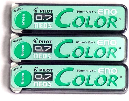 Pilot Color Mechanical Pencil Lead Eno, 0.7mm, Green, 10 Lead ×3 Pack/total 30 Leads (Japan Import) [Komainu-Dou Original Package]
