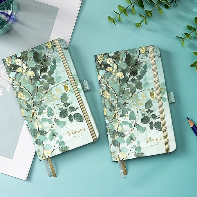 2026-2029 Pocket Planner/Calendar - 3 Year Planner 2026-2029, July 2026 - June 2029(36 Months), 6.3" x 3.7", 3 Year Monthly Planners with Inner Pocket, Pen Holder & Elastic Closure - Art Leaves