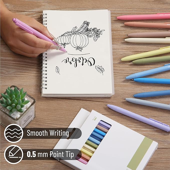Mr. Pen Retractable Gel Pens - 12 Pack, Black Ink, Pastel Barrel, Fine Point 0.5mm, Retractable, Cute Pens for Journaling