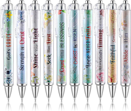 Mr. Pen- Christian Pen Set, 10 Pack, Floral Serenity, Black Ink, Bible Verse Pens for Women, No Bleed Through, Ballpoint, Inspirational